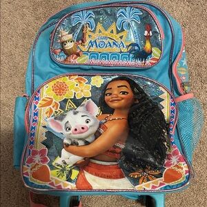 Disney Moana Backpack with Rollers - Blue and Multicolor